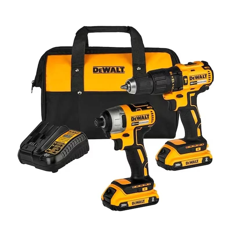 Kit Parafusadeira/Furadeira de Impacto e Parafusadeira de Impacto DeWalt 20V com 2 baterias, carregador e bolsa